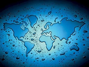 Image of waterspots in the shape of the global world